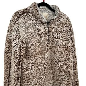 Altar’d State Wubby Quarter Zip Fleece Sherpa Brown Bear  Pullover Jacket Large
